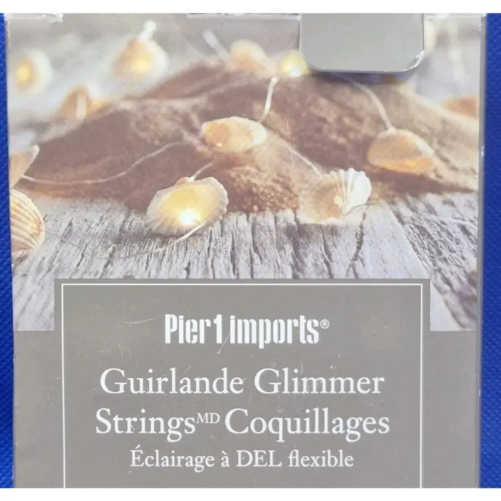 Pier 1 Seashell Glimmer Strings 40 Flexible LED Lights 10' Long NEW